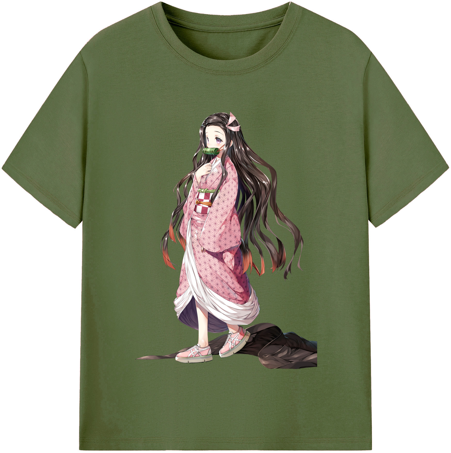 （画像用） 鬼滅の刃（きめつのやいば）竈門 禰󠄀豆子／かまど ねずこ Kamado Nezuko 綿100％半袖Tシャツ（フロントプリント）